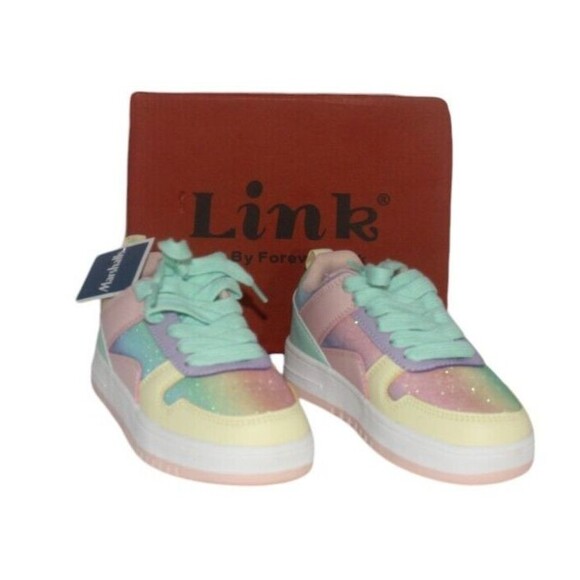 Rexx 02K Little Girl's Lace Up Low Top Casual Sneakers Size 12 Pink/Mint NIB - Picture 1 of 9
